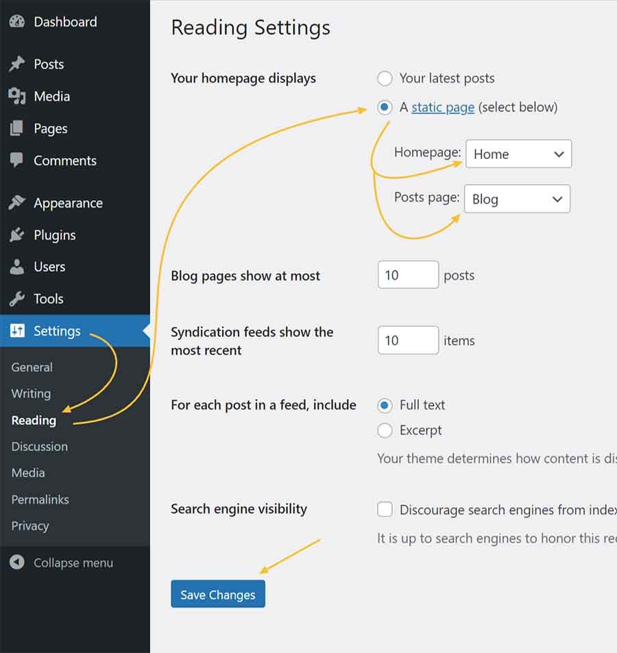 Set Custom Homepage in WordPress (and Separate Blog Page)