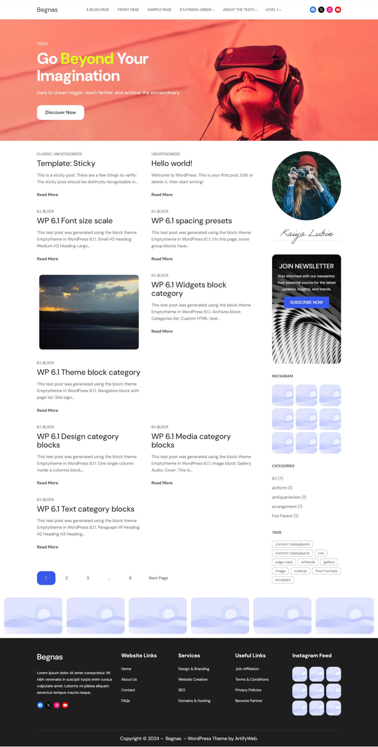 Full Page Preview of Blog Landing (Right Sidebar) Template