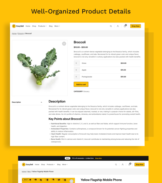 EasySell - Well-organized product details