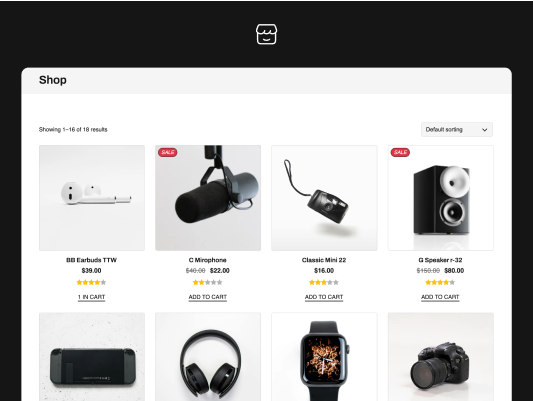 Gadgetry shop page