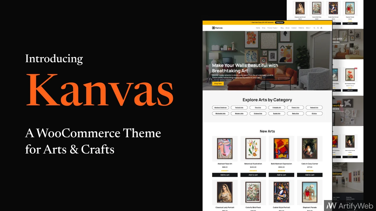 Kanvas Theme 1.0.0 – A Modern WooCommerce Theme for Arts, Crafts, Handmade Products, Paintings, Printable, Illustrations, and Digital Goods