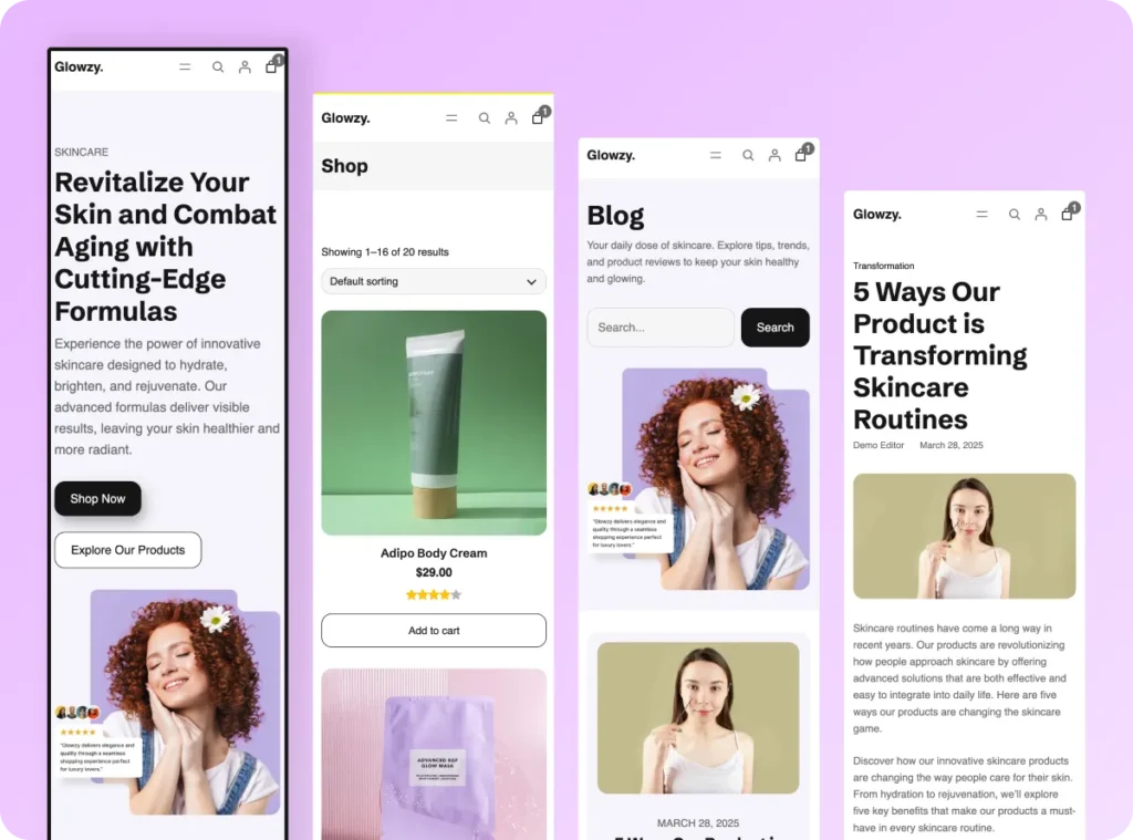 Glowzy theme - WooComerce theme that is responsive and fit for all devices